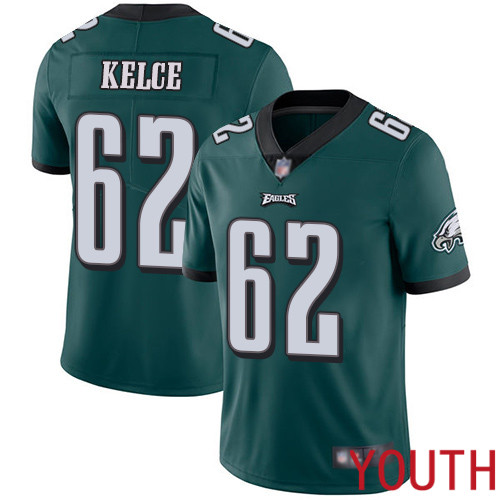 Youth Philadelphia Eagles #62 Jason Kelce Midnight Green Team Color Vapor Untouchable NFL Jersey Limited Player